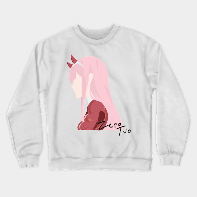 Darling in the Franxx//Zero Two - With Text Crewneck Sweatshirt by UberGhibli